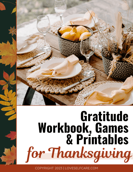 Gratitude workbook, games and printable picture