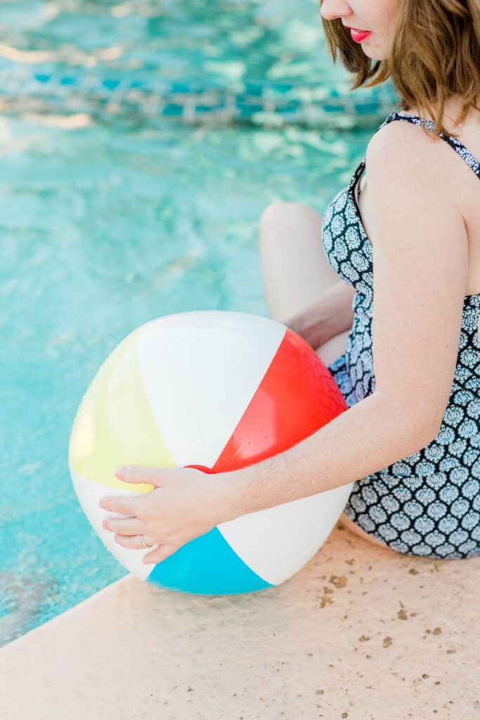 Fun with a beach ball by the pool